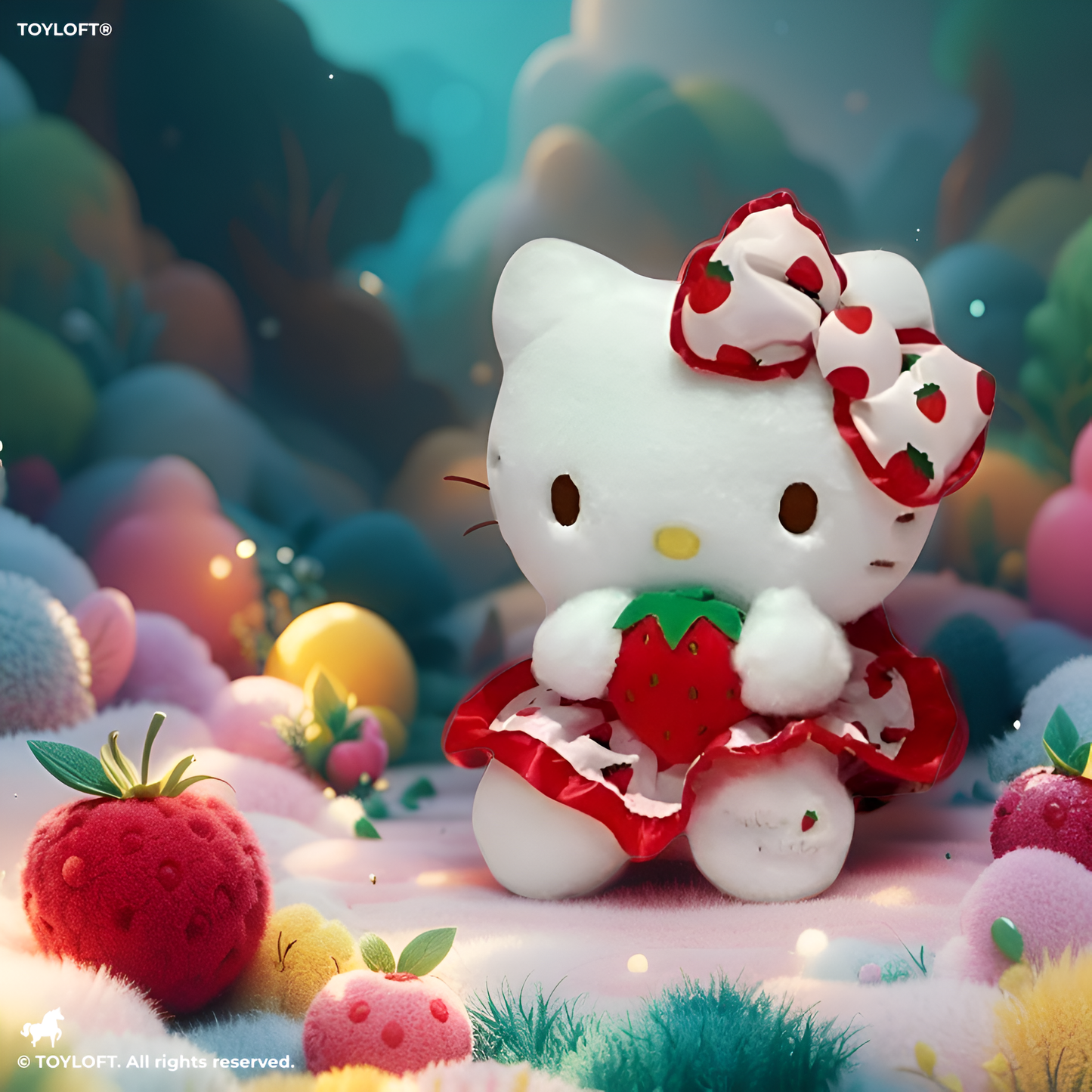 Berry Kitty Plush 12-Inch – Soft Strawberry Cat Plushie Doll for Kids, Cute Girl Room Decoration & Cuddly Gift - MS14015