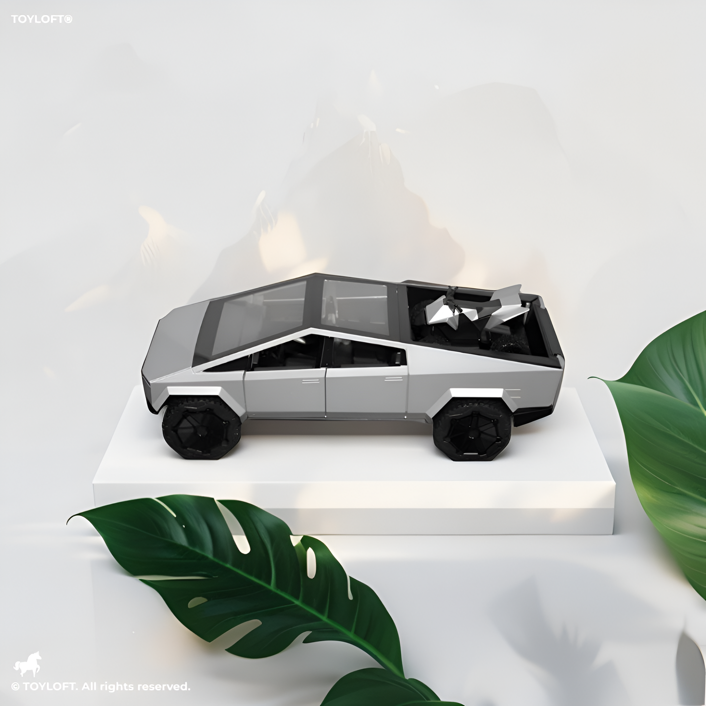 Silver - Tesla Cybertruck Diecast Model – Pullback Toy Car | Collectible Metal Truck with  Acrylic Display Case.