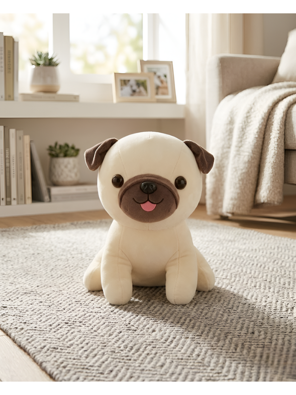 Sitting Pug Plush Toy - Premium 7-Inch Soft Stuffed Animal Puppy for Toddlers and Kids ST16040