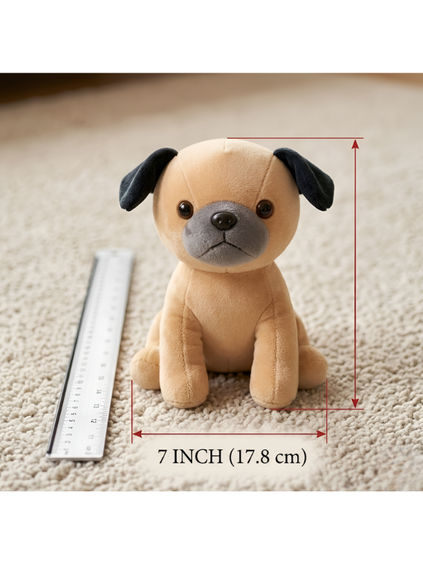Sitting Pug Plush Toy - Premium 7-Inch Soft Stuffed Animal Puppy for Toddlers and Kids ST16040