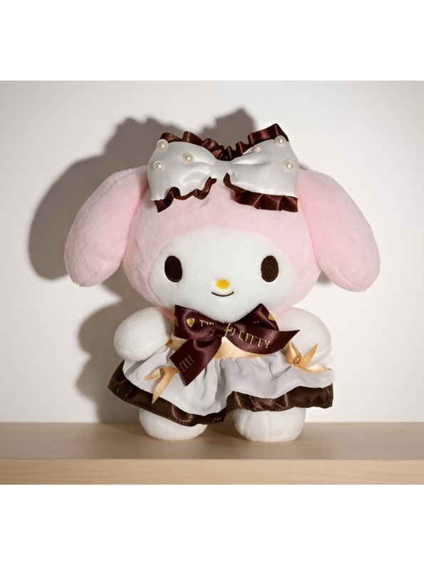 Sanrio My Melody 8-Inch Plush Doll – Chocolate Cafe Maid Edition with Pearl Bow & Ruffle Dress ST16351