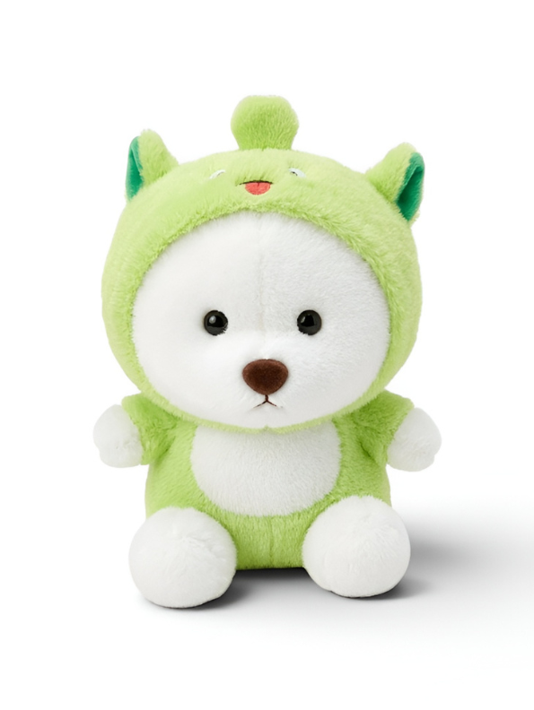 Bear in Green Dinosaur Onesie – 8-Inch Plush Soft Stuffed Animal Toy for Kids, Kawaii Nursery Decor, and Birthday Gift ST13209