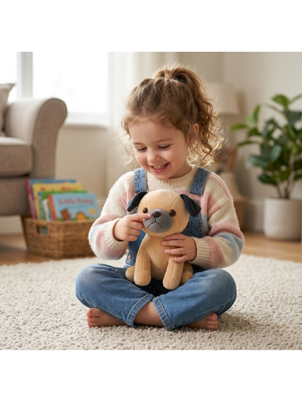 Sitting Pug Plush Toy - Premium 7-Inch Soft Stuffed Animal Puppy for Toddlers and Kids ST16040