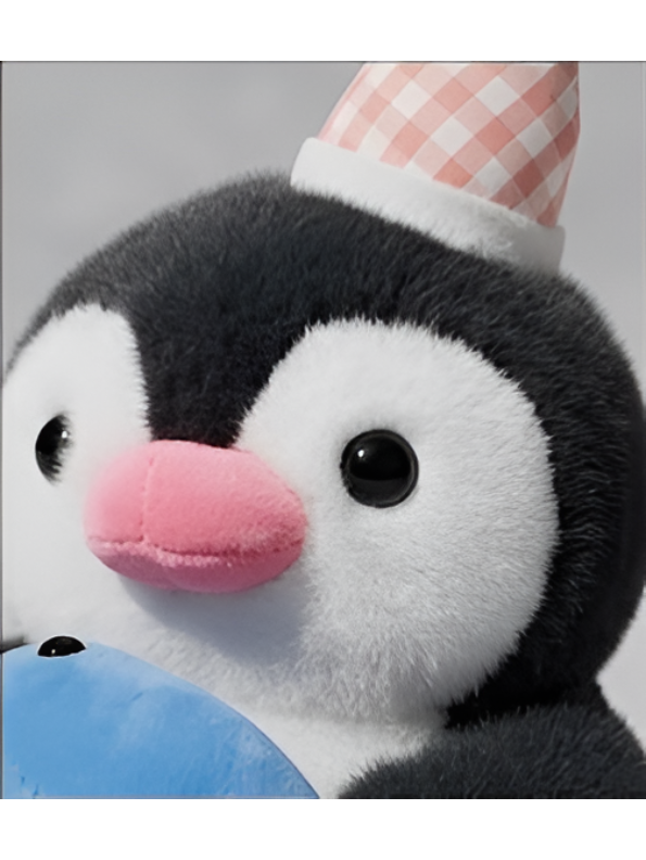 Penguin 8-Inch Cute Plush Toy with Party Hat and Blue Fish | Black Soft Stuffed Animal for Kids and Toddlers ST16026