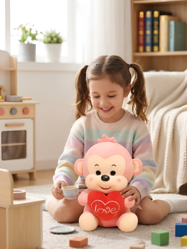 Monkey Plush with "Love" Heart – 10-Inch Stuffed Soft Valentine’s Day & Anniversary Gift ST15753