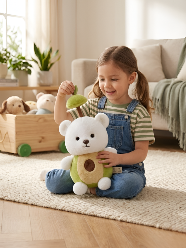 Avocado Bear Plush Toy – 10-Inch  Soft Kawaii Polar Bear Stuffed Animal for Kids ST14506