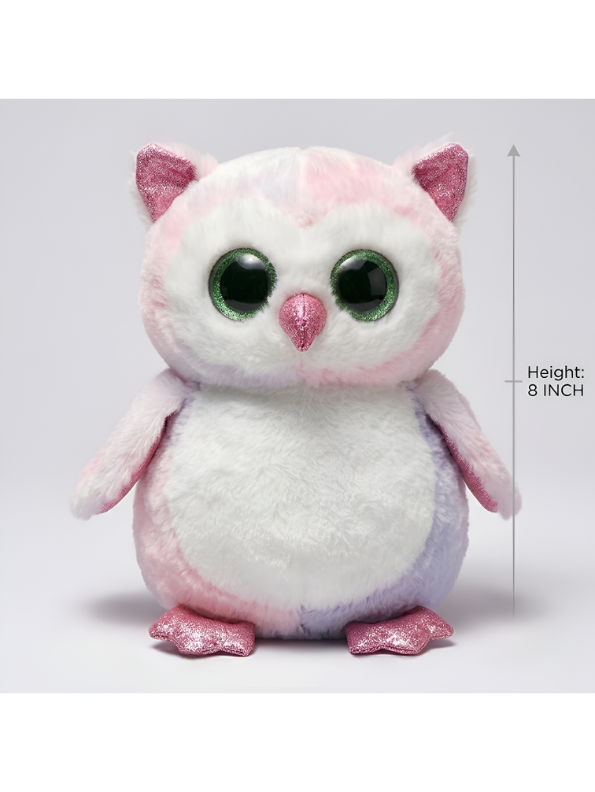Owl Plush – 8” Pink & Lavender Bird Toy with Sparkle Eyes – Adorable Soft Stuffed Perfect Birthday Gift for Kids and Toddlers ST16399