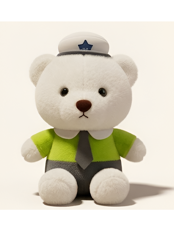Uniformed White Bear Plush Toy - 8" Soft Officer Teddy Bear Stuffed Animal For Kids ST13210