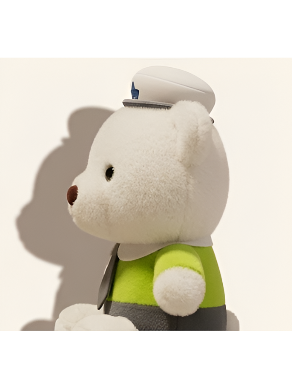 Uniformed White Bear Plush Toy - 8" Soft Officer Teddy Bear Stuffed Animal For Kids ST13210