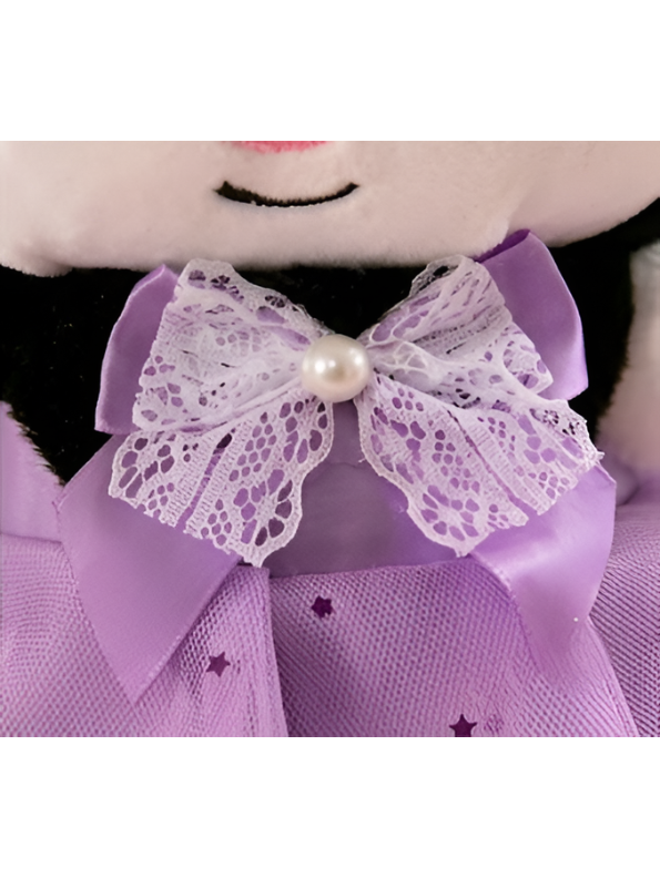 Kuromi Plushie with Lavender Lace Bow & Skirt – 10"  Cute Collectible Sanrio Character Toy for Kids ST15437