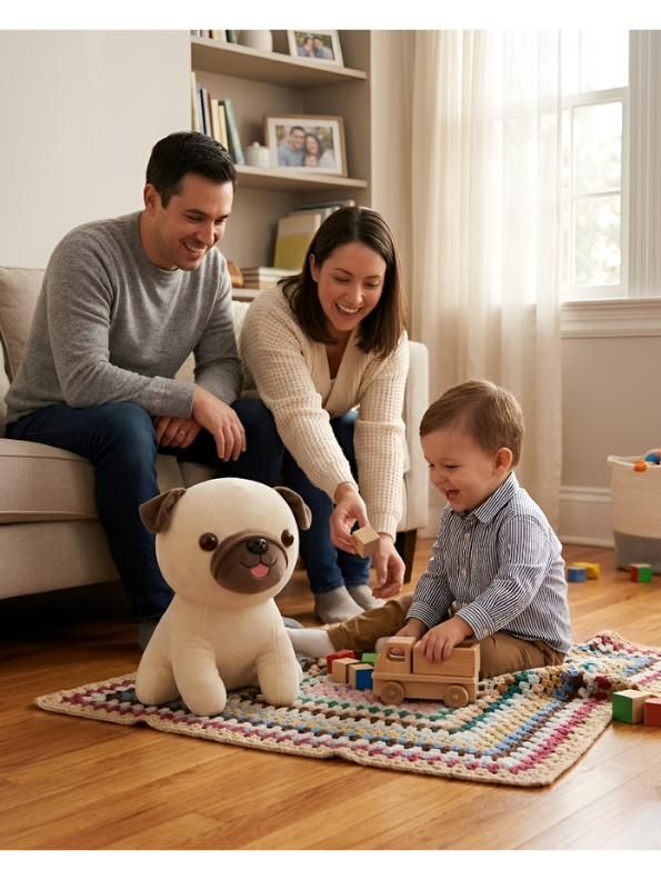 Sitting Pug Plush Toy - Premium 7-Inch Soft Stuffed Animal Puppy for Toddlers and Kids ST16040