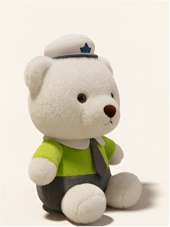 Uniformed White Bear Plush Toy - 8" Soft Officer Teddy Bear Stuffed Animal For Kids ST13210