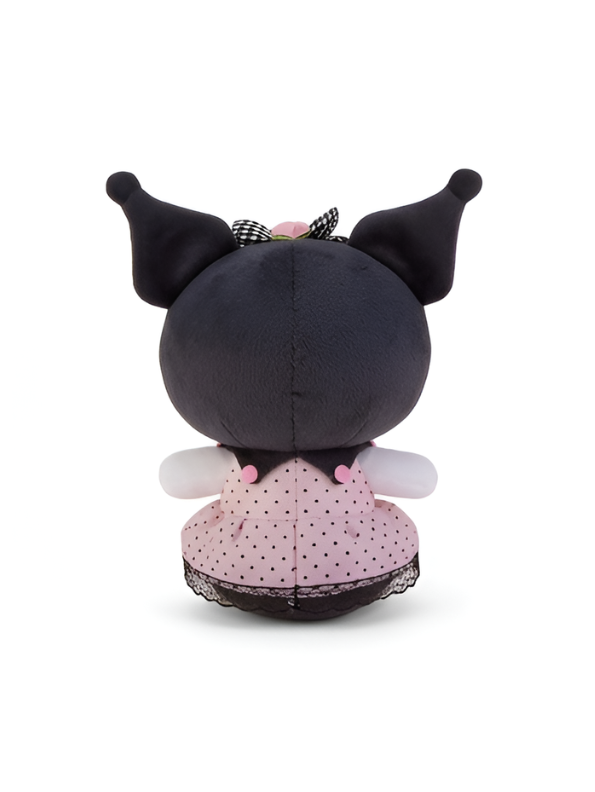 Sanrio Kuromi Plush Doll | 8" Stuffed Animal Toy | Goth-Lolita Pink Dress & Houndstooth Bow | Authentic Character Collectible ST16007