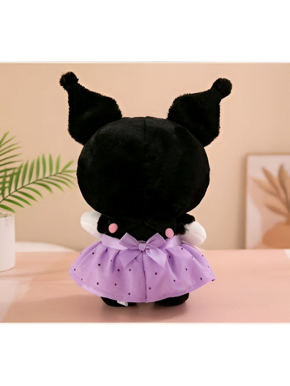 Kuromi Plushie with Lavender Lace Bow & Skirt – 10"  Cute Collectible Sanrio Character Toy for Kids ST15437