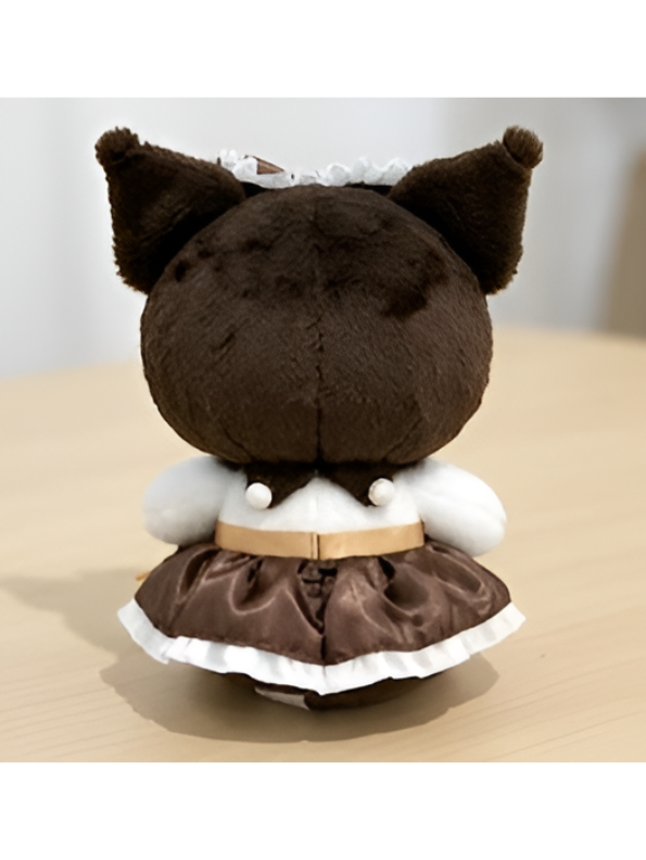 Kuromi Chocolate Lolita Plush – 8-Inch Sanrio-Inspired Kawaii Brown Dress Stuffed Animal with Skull Ribbon & Pearl Accents ST16351