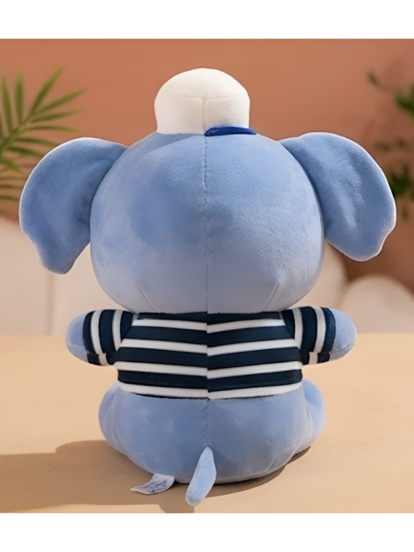 Nautical Elephant Plush Toy - 10-Inch Soft Blue Sailor Stuffed Animal with Striped Shirt and Captain's Hat ST14139