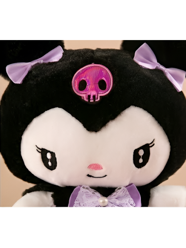 Kuromi Plushie with Lavender Lace Bow & Skirt – 10"  Cute Collectible Sanrio Character Toy for Kids ST15437