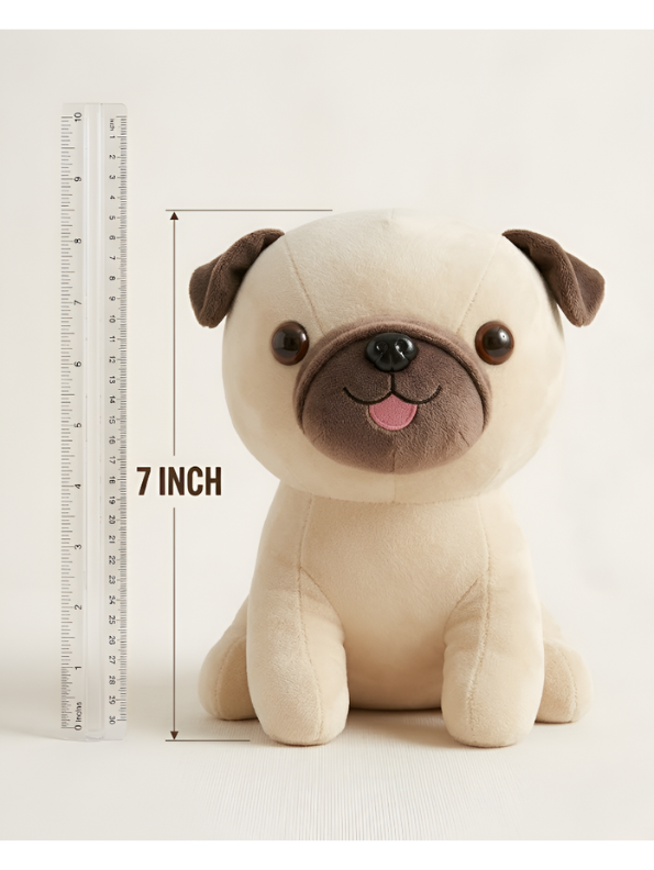 Sitting Pug Plush Toy - Premium 7-Inch Soft Stuffed Animal Puppy for Toddlers and Kids ST16040