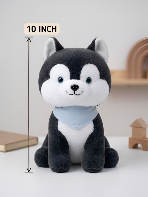 Husky Stuffed Animal – 10-Inch Soft Plush Puppy Toy with Blue Bandana for Toddlers and Kids ST16500