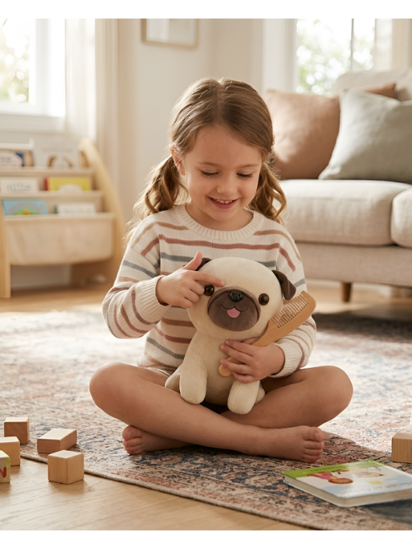 Sitting Pug Plush Toy - Premium 7-Inch Soft Stuffed Animal Puppy for Toddlers and Kids ST16040