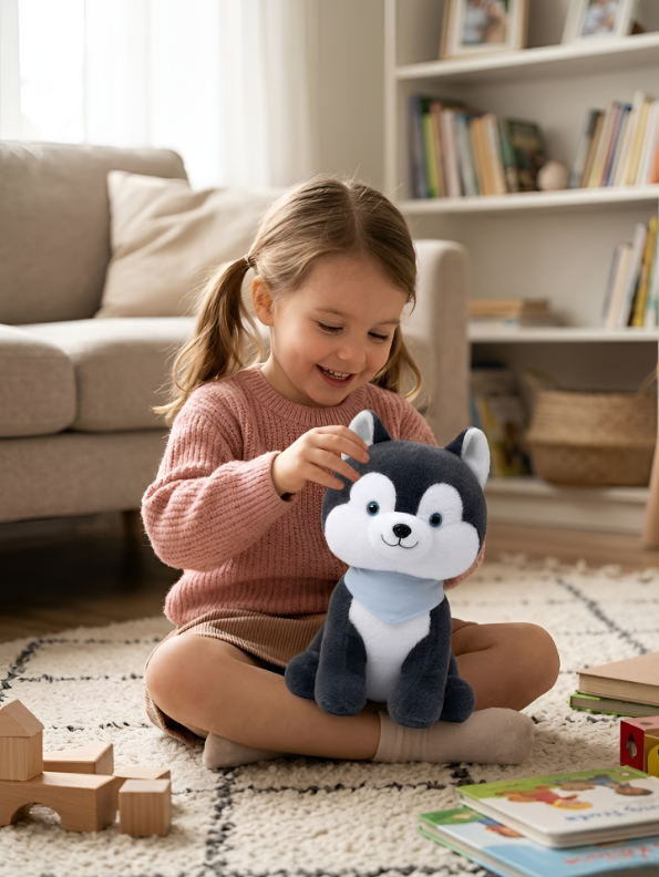 Husky Stuffed Animal – 10-Inch Soft Plush Puppy Toy with Blue Bandana for Toddlers and Kids ST16500