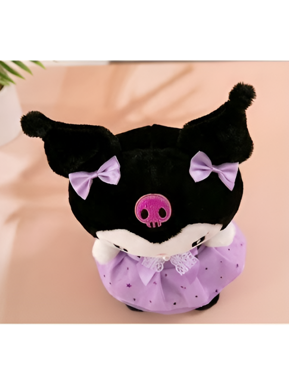 Kuromi Plushie with Lavender Lace Bow & Skirt – 10"  Cute Collectible Sanrio Character Toy for Kids ST15437