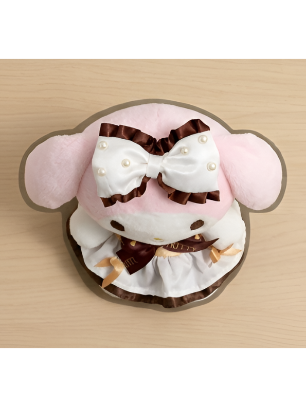 Sanrio My Melody 8-Inch Plush Doll – Chocolate Cafe Maid Edition with Pearl Bow & Ruffle Dress ST16351