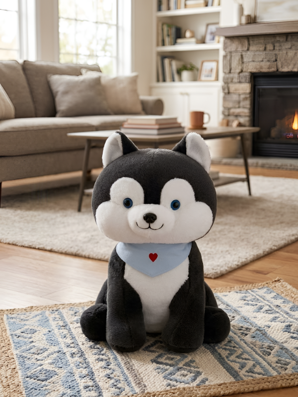 Husky Stuffed Animal – 10-Inch Soft Plush Puppy Toy with Blue Bandana for Toddlers and Kids ST16500