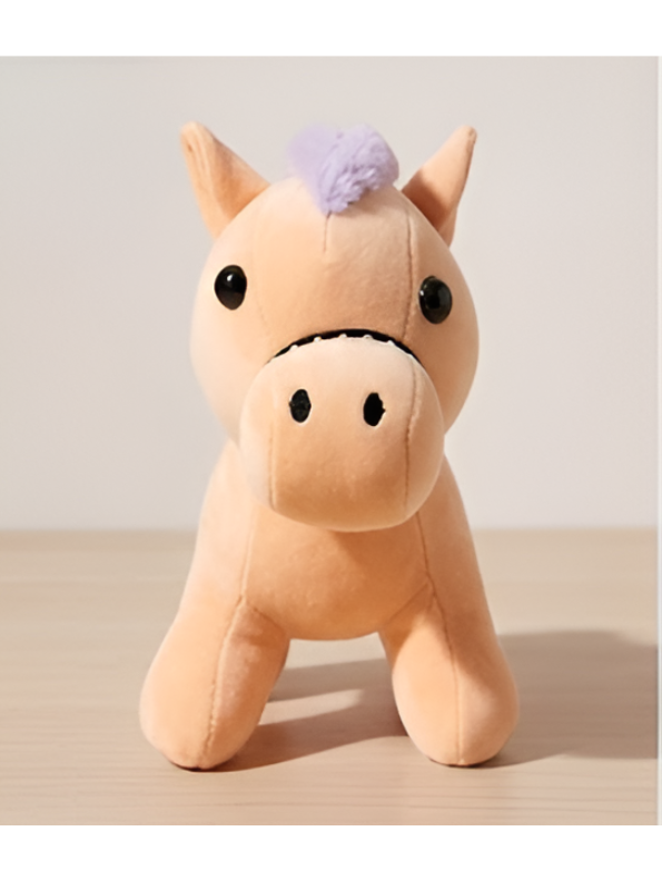 Cute Horse Plush Toy – 7-Inch Soft Stuffed Animal with Purple Mane and Tail, Pastel Peach Pony Plushie with Bridle Accent for Kids ST16465