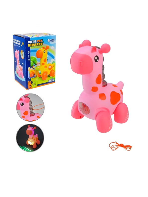 Pink Battery Operated Walking Giraffe Toy for Toddlers with Music and LED Lights – Educational Musical Pet Toy for Kids Ages 3+ LMI14910