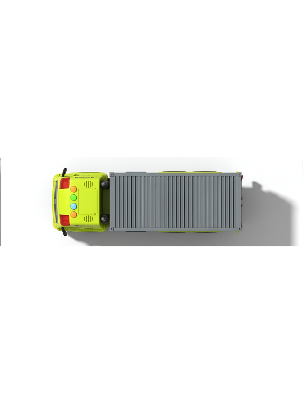 6-Wheel Red Toy Container Truck with Opening Side and Rear Cargo Doors – Neon Green  Friction Powered Transport Vehicle with Lights and Sound for Kids NX16772