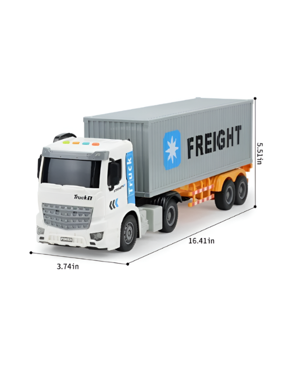 Detachable Toy Container Truck with Lights and Music – White Freight Semi-Trailer Transporter Vehicle for Kids NX15071
