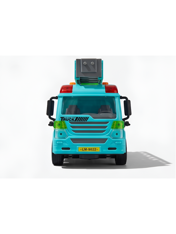 Fire Rescue Ladder Truck – Blue Extendable 360° Rotating Aerial Ladder, Realistic Dashboard Interior, Friction Powered Construction Vehicle for Kids NX16731