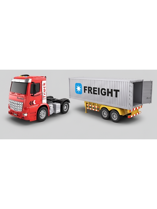 Detachable Toy Container Truck with Lights and Music – Red Freight Semi-Trailer Transporter Vehicle for Kids NX15071