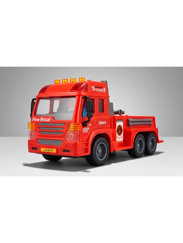 Fire Rescue Ladder Truck – Extendable 360° Rotating Aerial Ladder, Realistic Dashboard Interior, Friction Powered Construction Vehicle for Kids NX16731