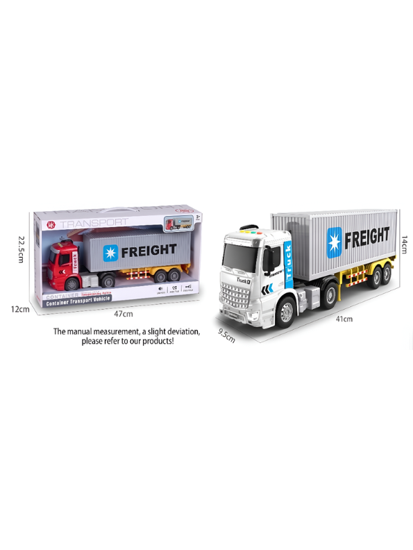 Detachable Toy Container Truck with Lights and Music – White Freight Semi-Trailer Transporter Vehicle for Kids NX15071