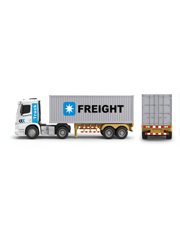 Detachable Toy Container Truck with Lights and Music – White Freight Semi-Trailer Transporter Vehicle for Kids NX15071