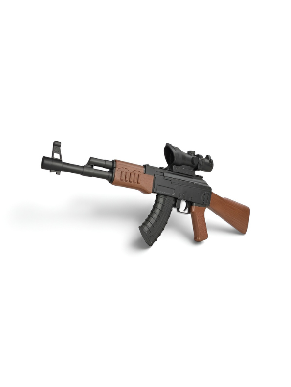 Tactical AK Assault Rifle Toy Gun (50cm) with Scope & Realistic Wood Texture Finish TV5698