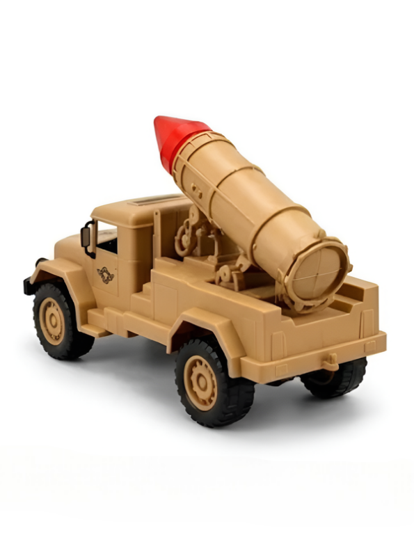 Tactical Missile Launcher Defense Truck Toy – Beige Military Rocket Carrier Vehicle LMI15651