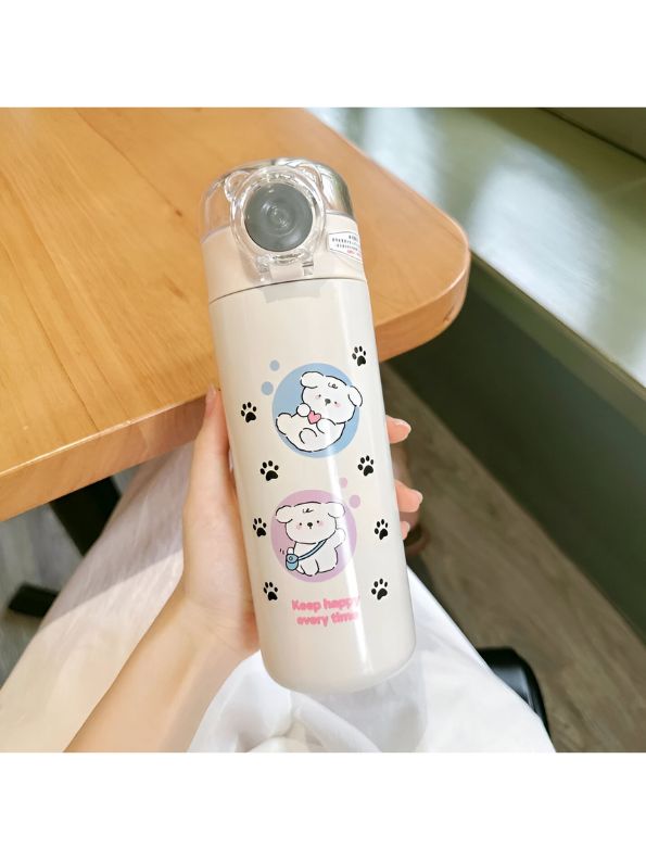 TailSip Stainless Steel Bottle – 500ml Cute Puppy Design Sipper | Perfect for School & Office NOV11558.