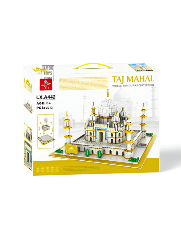 Taj Mahal Architecture Building Block Set – Educational DIY Toy Model for Kids & Adults | White & Gold Landmark Construction Kit TV5544.