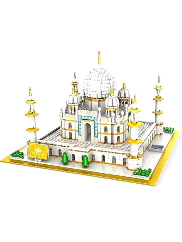 Taj Mahal Architecture Building Block Set – Educational DIY Toy Model for Kids & Adults | White & Gold Landmark Construction Kit TV5544.