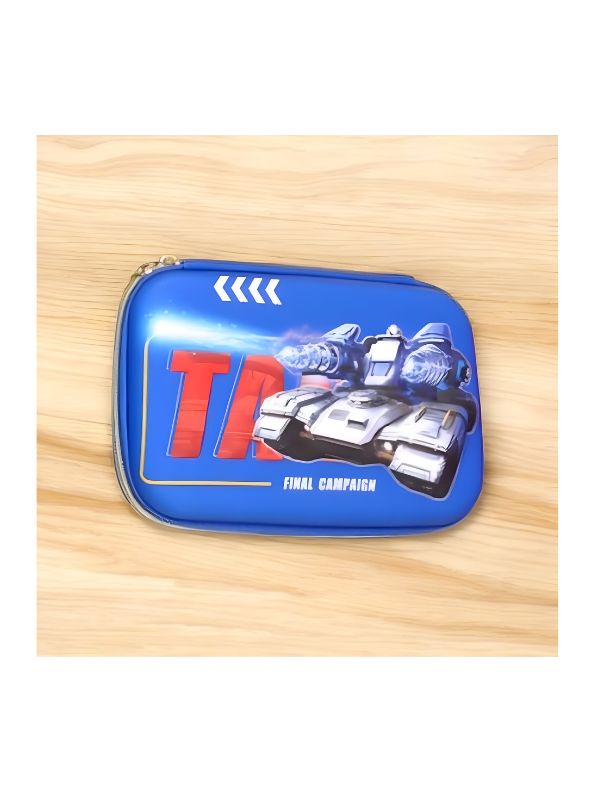 Blue - TankTrooper – Military Tank Print Pouch for Kids | Single Chain Pencil Case | Army Theme Stationery Bag NOV8793.