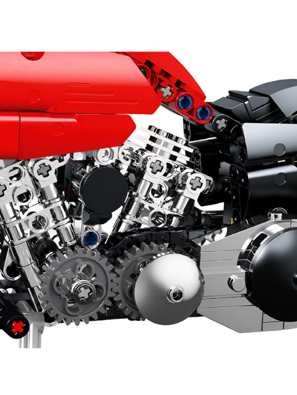  Tech-Storm Motorcycle Building Set – 573 PCS Realistic Red Chopper Model Kit for Kids & Adults TV5101.