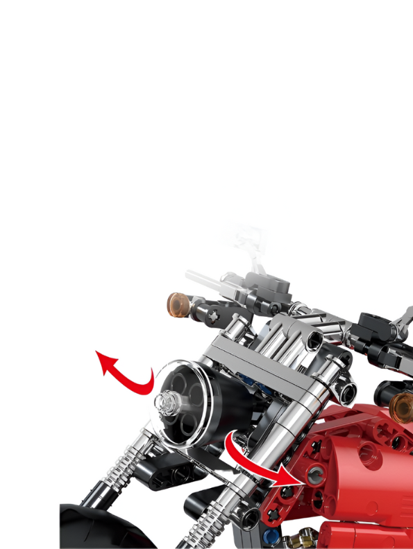  Tech-Storm Motorcycle Building Set – 573 PCS Realistic Red Chopper Model Kit for Kids & Adults TV5101.
