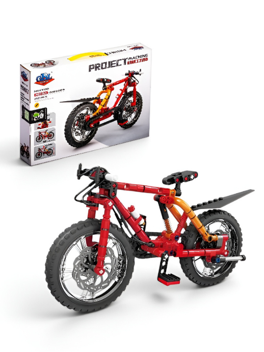 Technic Mountain Bike Building Blocks Toy Set – 212-Piece STEM Construction Kit, Realistic Red Bicycle Model with Shock Absorbers, Rotating Pedals & Retractable Kickstand for Kids and Adults TV7149