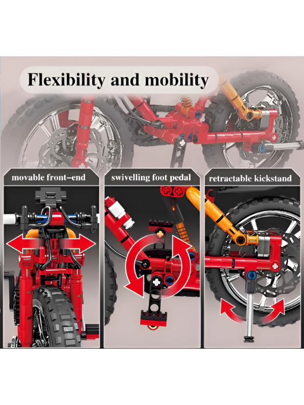 Technic Mountain Bike Building Blocks Toy Set – 212-Piece STEM Construction Kit, Realistic Red Bicycle Model with Shock Absorbers, Rotating Pedals & Retractable Kickstand for Kids and Adults TV7149