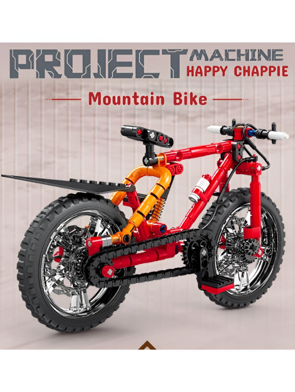 Technic Mountain Bike Building Blocks Toy Set – 212-Piece STEM Construction Kit, Realistic Red Bicycle Model with Shock Absorbers, Rotating Pedals & Retractable Kickstand for Kids and Adults TV7149
