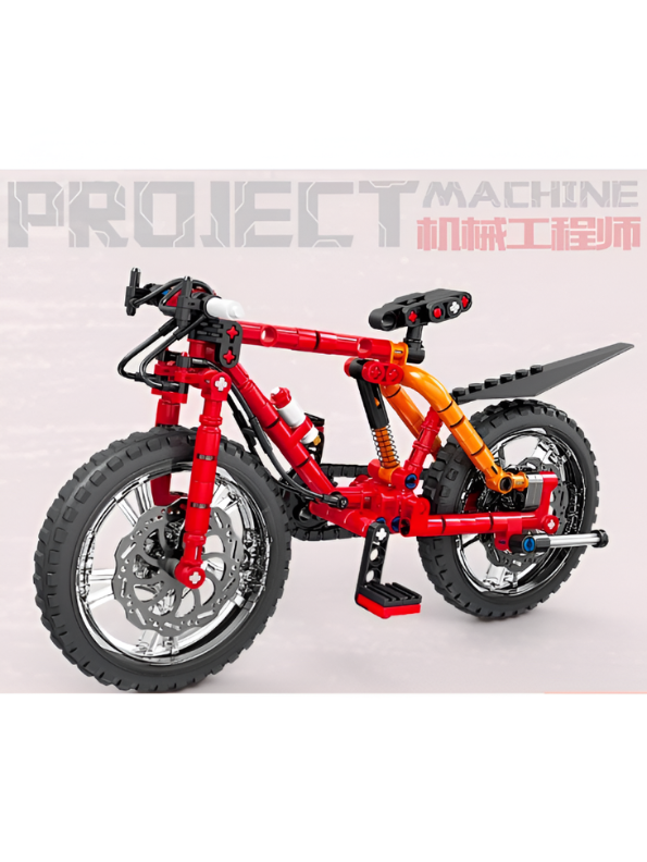 Technic Mountain Bike Building Blocks Toy Set – 212-Piece STEM Construction Kit, Realistic Red Bicycle Model with Shock Absorbers, Rotating Pedals & Retractable Kickstand for Kids and Adults TV7149