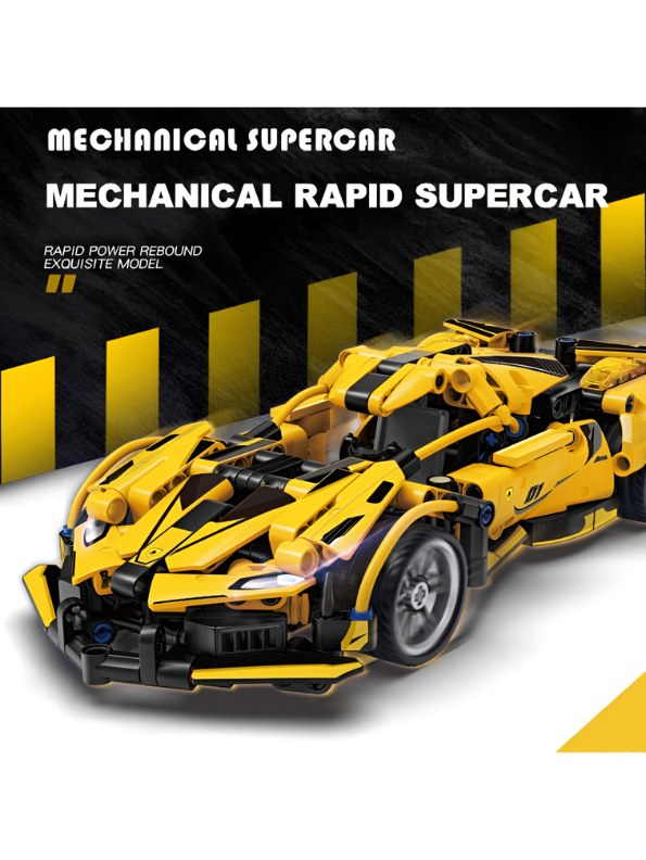 Technic Supercar Building Blocks Set – Yellow Mechanical Sports Car MD63